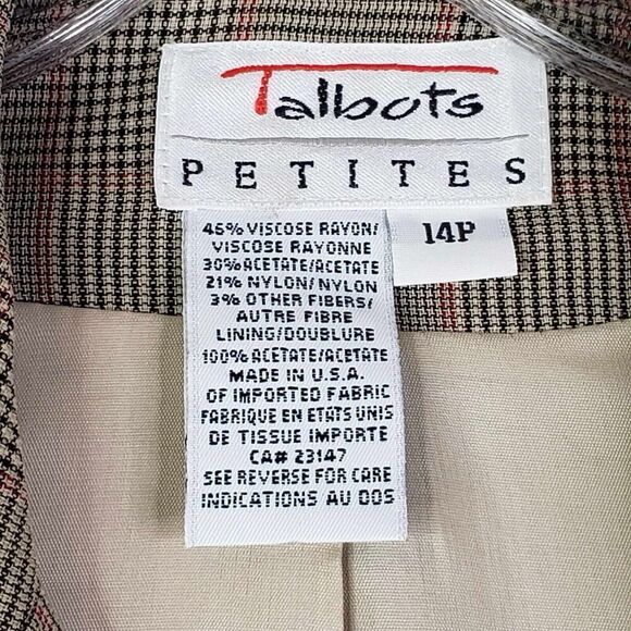Talbots Vintage Double Breasted Blazer Women's Size 14P Petite Plaid Lined - Picture 6 of 8